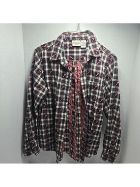Classic Elements Red and Black Plaid Blouse